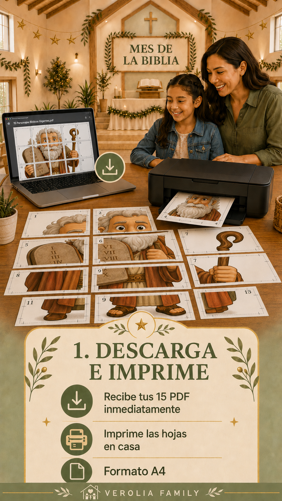 15 personajes bíblicos gigantes de 1,40 m para imprimir – PDF digital