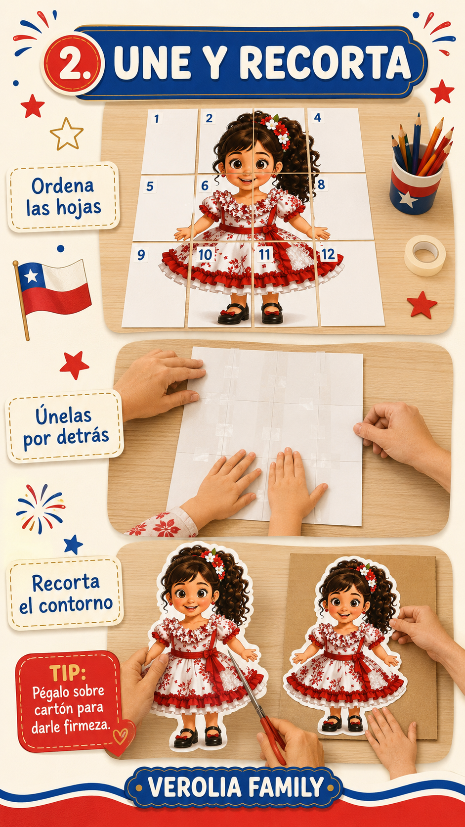 11 personajes típicos chilenos gigantes de 1,40 m – PDF imprimible