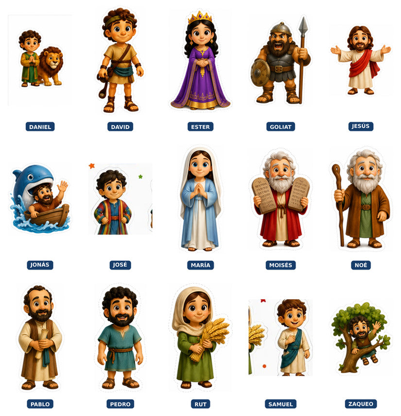 15 personajes bíblicos gigantes de 1,40 m para imprimir – PDF digital